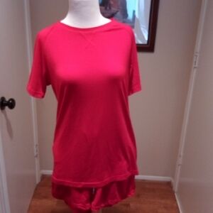 Red Relaxed Short Sleeve Pajama T-Shirt and Shorts
